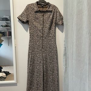 Leopard/cheetah print short sleeve jumpsuit